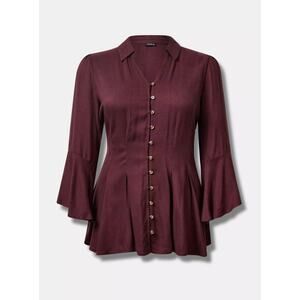 Torrid Fit & Flare Brushed Rayon Acrylic Flannel Top - Sassafras - Size 2 NWT